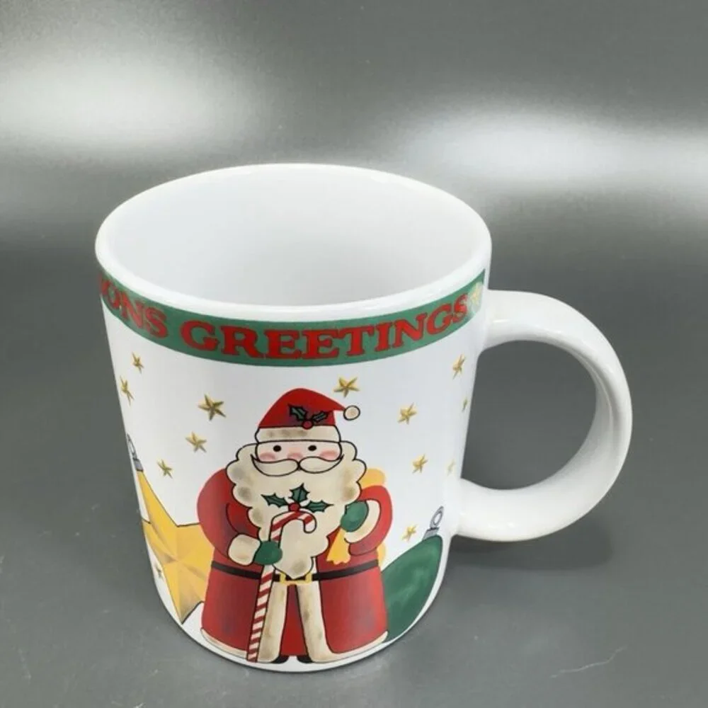 1994 Signature Housewares Santa Coffee Mug Cup Set 4 All Different Mugs Cups VTG